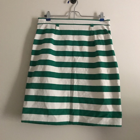 Green and White Striped Cremieux Stretch Skirt - Picture 2 of 5